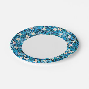 Assiettes En Carton Motif bleu Feuille