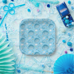 Assiettes En Carton Motif bleu océan