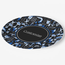Assiettes En Carton Motif bleu pêche Personnalisé