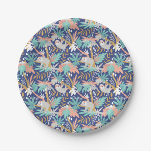 Assiettes En Carton Motif bleu tropical de paresse