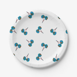 Assiettes En Carton Motif Blue Cherry