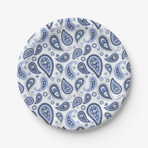 Assiettes En Carton Motif Blue Paisley