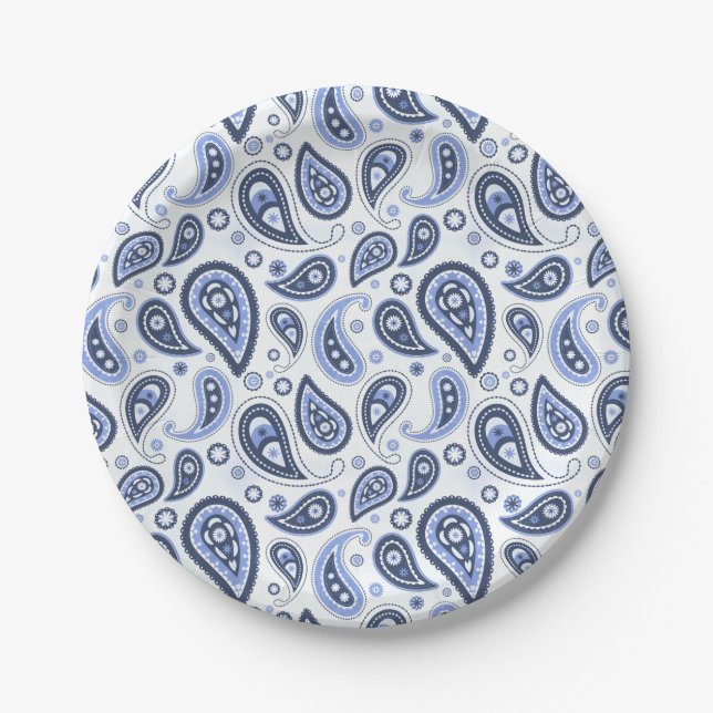 Assiettes En Carton Motif Blue Paisley (Devant)