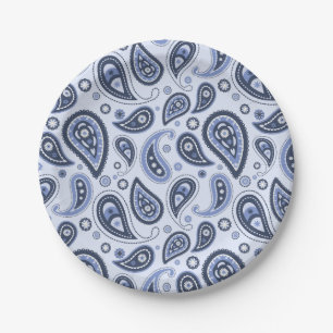Assiettes En Carton Motif Blue Paisley