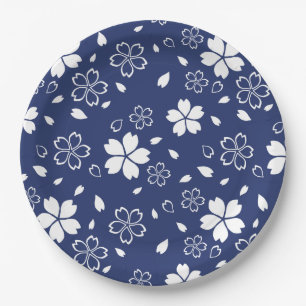Assiettes En Carton Motif Blue Sakura