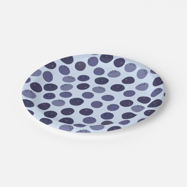 Assiettes En Carton Motif Blueberry (Angle)
