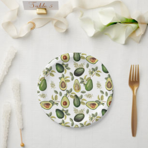 Assiettes En Carton Motif botanique Aquarelle Avocado