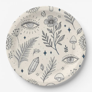 Assiettes En Carton Motif botanique céleste (4)