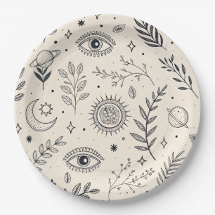 Assiettes En Carton Motif Botanique Céleste (5)