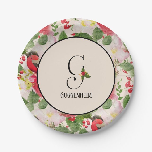 Assiettes En Carton Motif botanique de vacances Monogramme initial G (Devant)