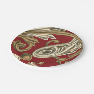 Assiettes En Carton Motif botanique élégant avec le feuillage bronzage