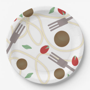 Assiettes En Carton Motif Boules de Viande Spaghetti Cool