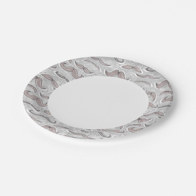 Assiettes En Carton Motif branché de Moustache (Angle)