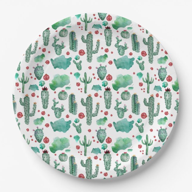 Assiettes En Carton motif cactus et ladybug -, arrière - plan blanc (Devant)