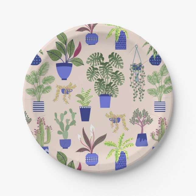 Assiettes En Carton Motif Cactus rose (Devant)