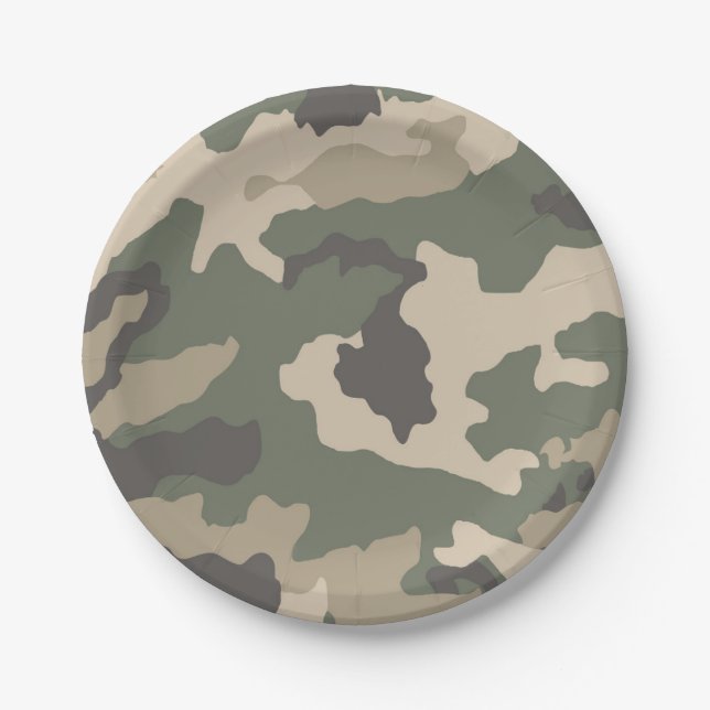 Assiettes En Carton Motif Camo Vert (Devant)