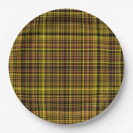 Assiettes En Carton Motif carreaux jaune orange noir