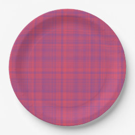 Assiettes En Carton Motif carreaux rouge violet