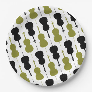 Assiettes En Carton Motif cello - vert et noir