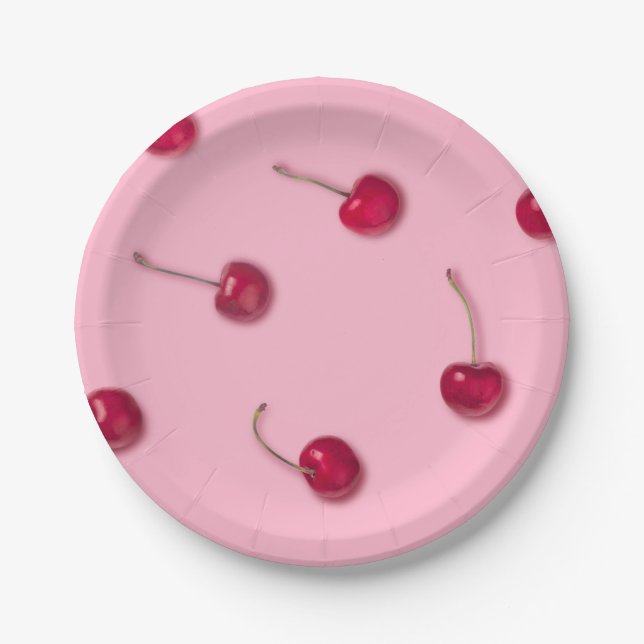 Assiettes En Carton Motif cerise (Devant)