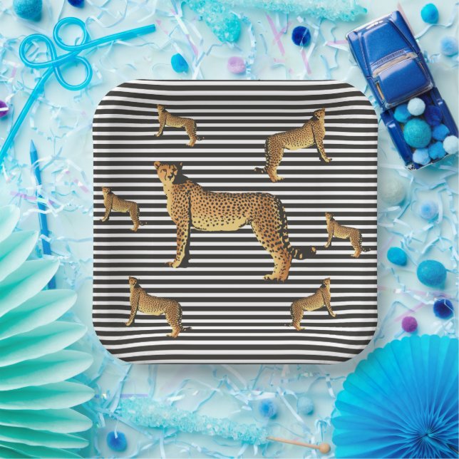 Assiettes En Carton Motif Cheetah Et Stripe (Fête)