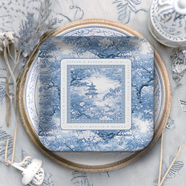 Assiettes En Carton Motif Chinoiserie d'inspiration porcelaine ID1094 (Créateur téléchargé)