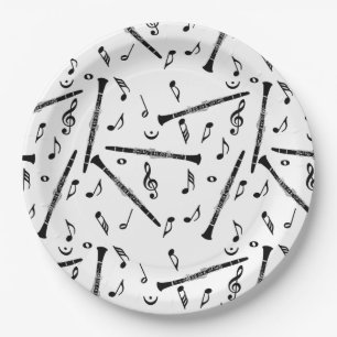 Assiettes En Carton Motif Clarinet Music Note
