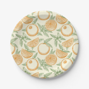 Assiettes En Carton Motif classique aux fruits orange