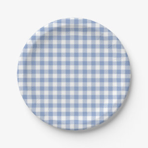 Assiettes En Carton Motif classique En vichy bleu coché
