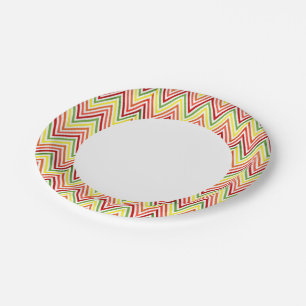 Assiettes En Carton Motif coloré de Zigzag Chevron