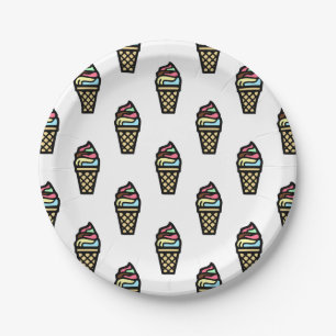 Assiettes En Carton Motif couleur crème glacée