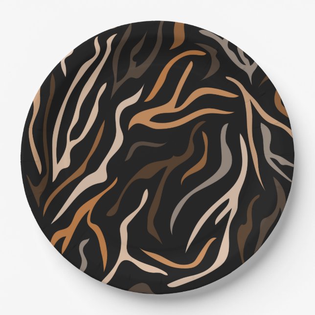 Assiettes En Carton Motif couleur tigre animal (Devant)