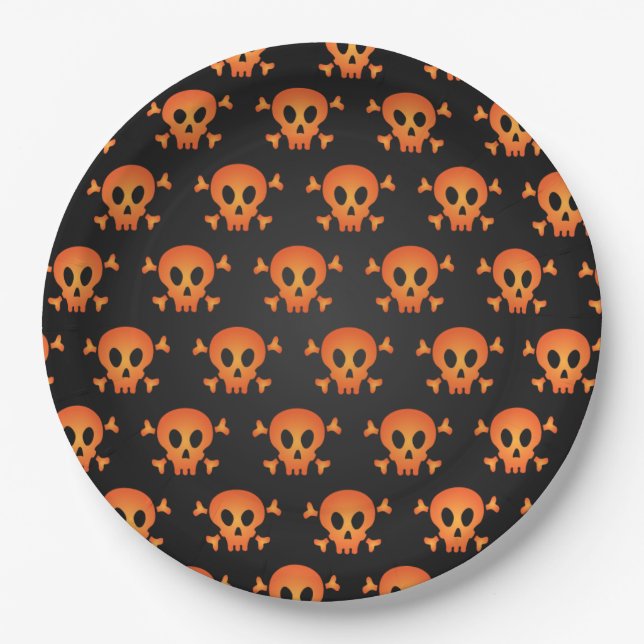 Assiettes En Carton Motif crâne d'Halloween (Devant)