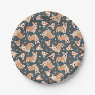 Assiettes En Carton Motif Cute Corgi