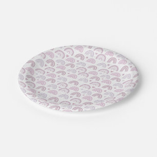 Assiettes En Carton motif Cute Pastel Pink Rainbows Hearts & Stars