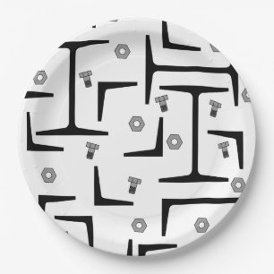 Assiettes En Carton Motif d'acier structurel