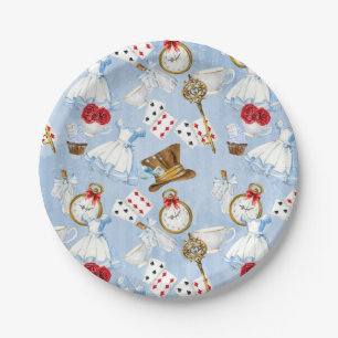 Assiettes En Carton Motif d'Alice du pays des merveilles