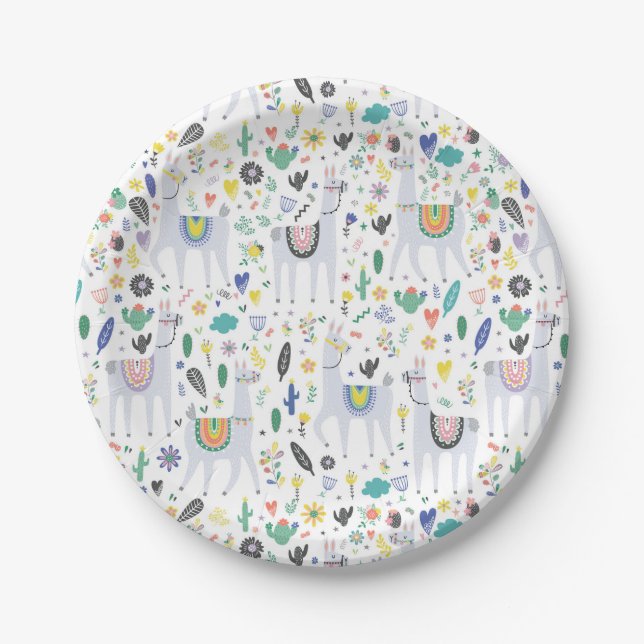 Assiettes En Carton Motif d'alpaga de griffonnage (Devant)