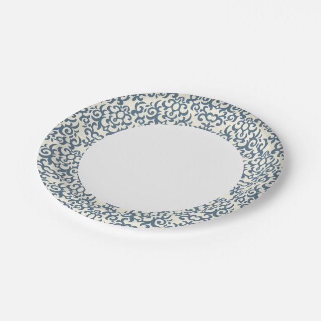 Assiettes En Carton Motif Damas sur le arrière - plan de gradient 2 (Angle)