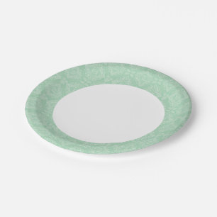 Assiettes En Carton Motif damassé vert
