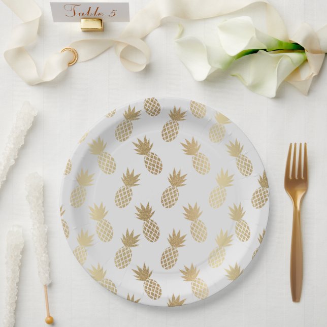 Assiettes En Carton Motif d'ananas (Mariage)