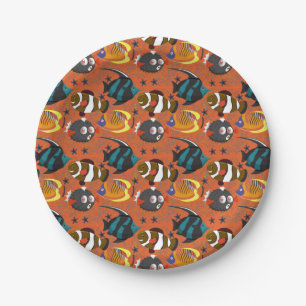 Assiettes En Carton Motif d'animaux aquatiques vie sous-marine océan