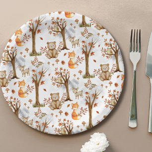 Assiettes En Carton Motif d'animaux mignons de la forêt