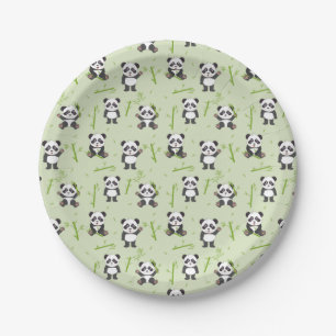 Assiettes En Carton Motif d'animaux mignons Kawaii Panda Bamboo