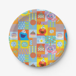 Assiettes En Carton Motif d'anniversaire Elmo, Abby et Cookie Monster