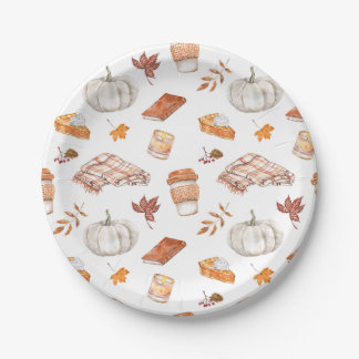 Assiettes En Carton Motif d'aquarelle confortable Autumn Essentials