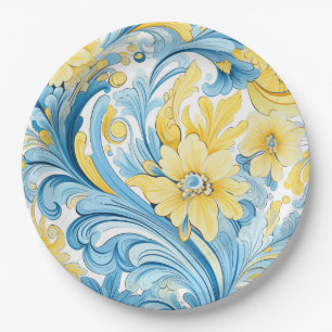 Assiettes En Carton motif d'art floral