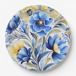 Assiettes En Carton motif d'art populaire ukrainien