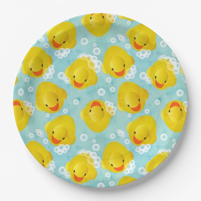 Assiettes En Carton Motif de bain canards en caoutchouc (Devant)