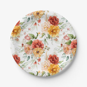 Assiettes En Carton Motif de bouquet de fleurs Red Peony